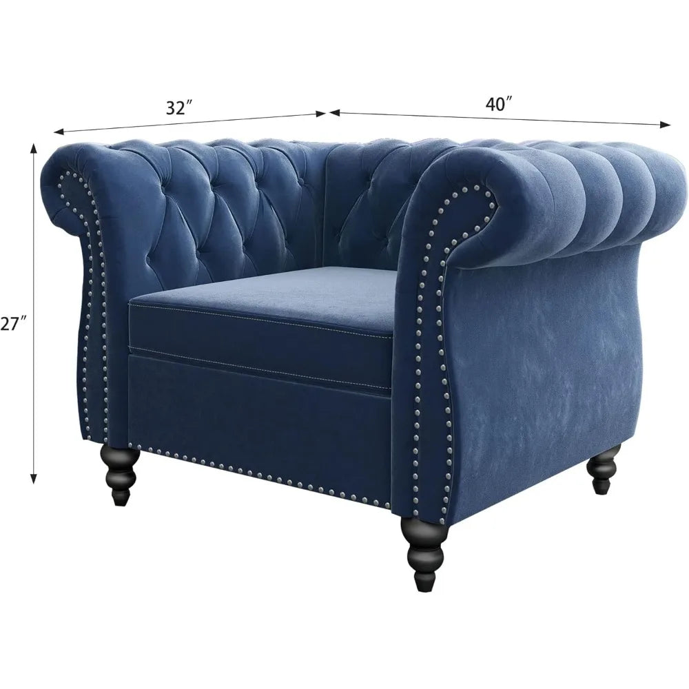 3 Piece Living Room Set, Velvet