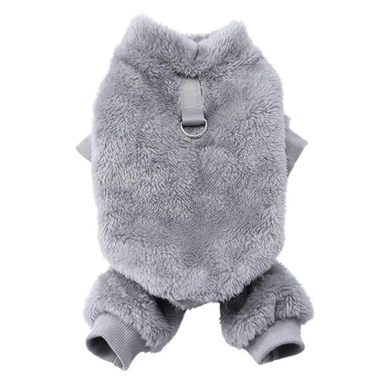 Winter Warm Pet Clothes Soft Flannel Dog Jumpsuit