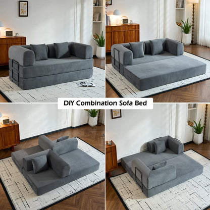 79" Folding Convertible Sofa Bed, Corduroy Futon, Loveseat