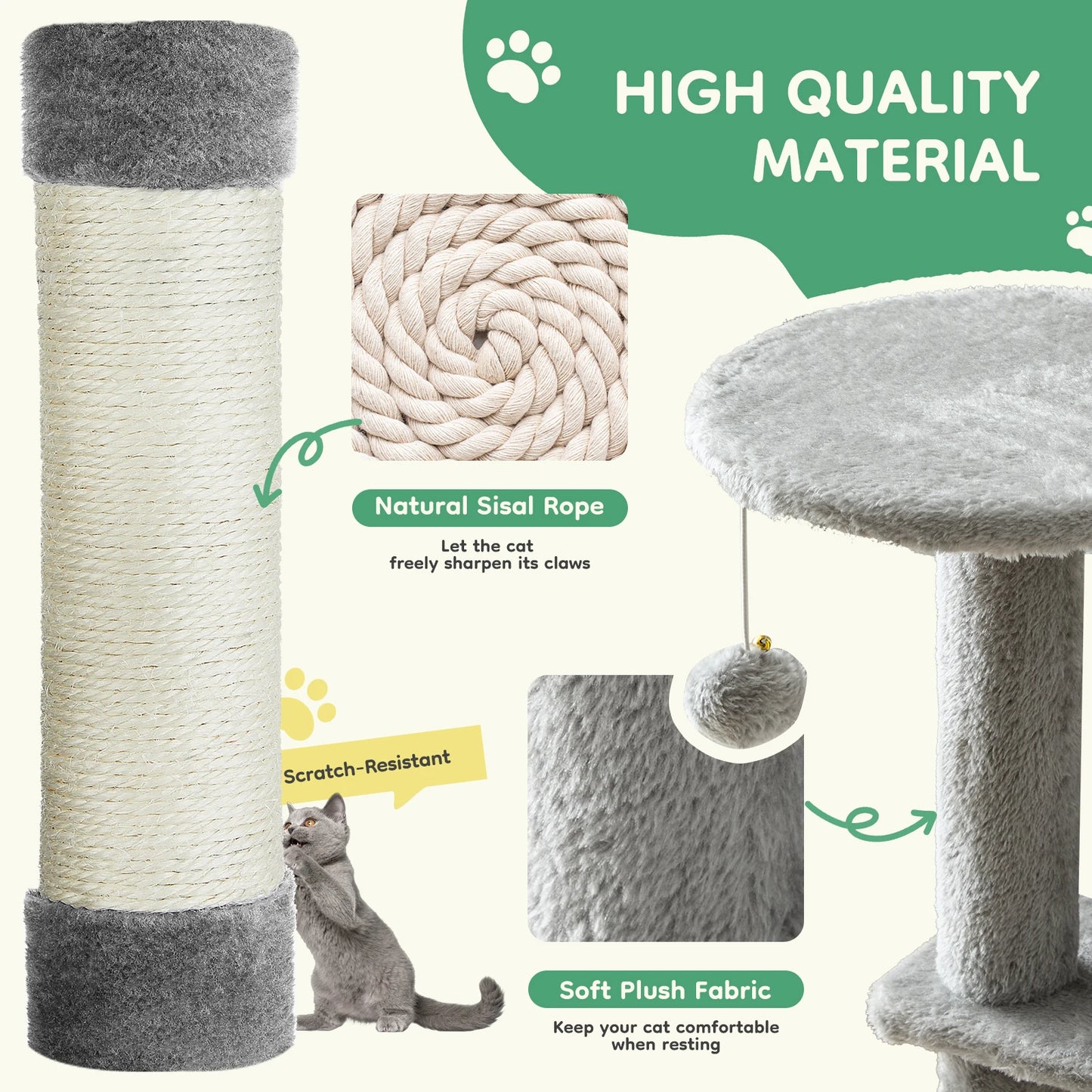 44In Cat Tree Tall Multi-Climbing Towert
