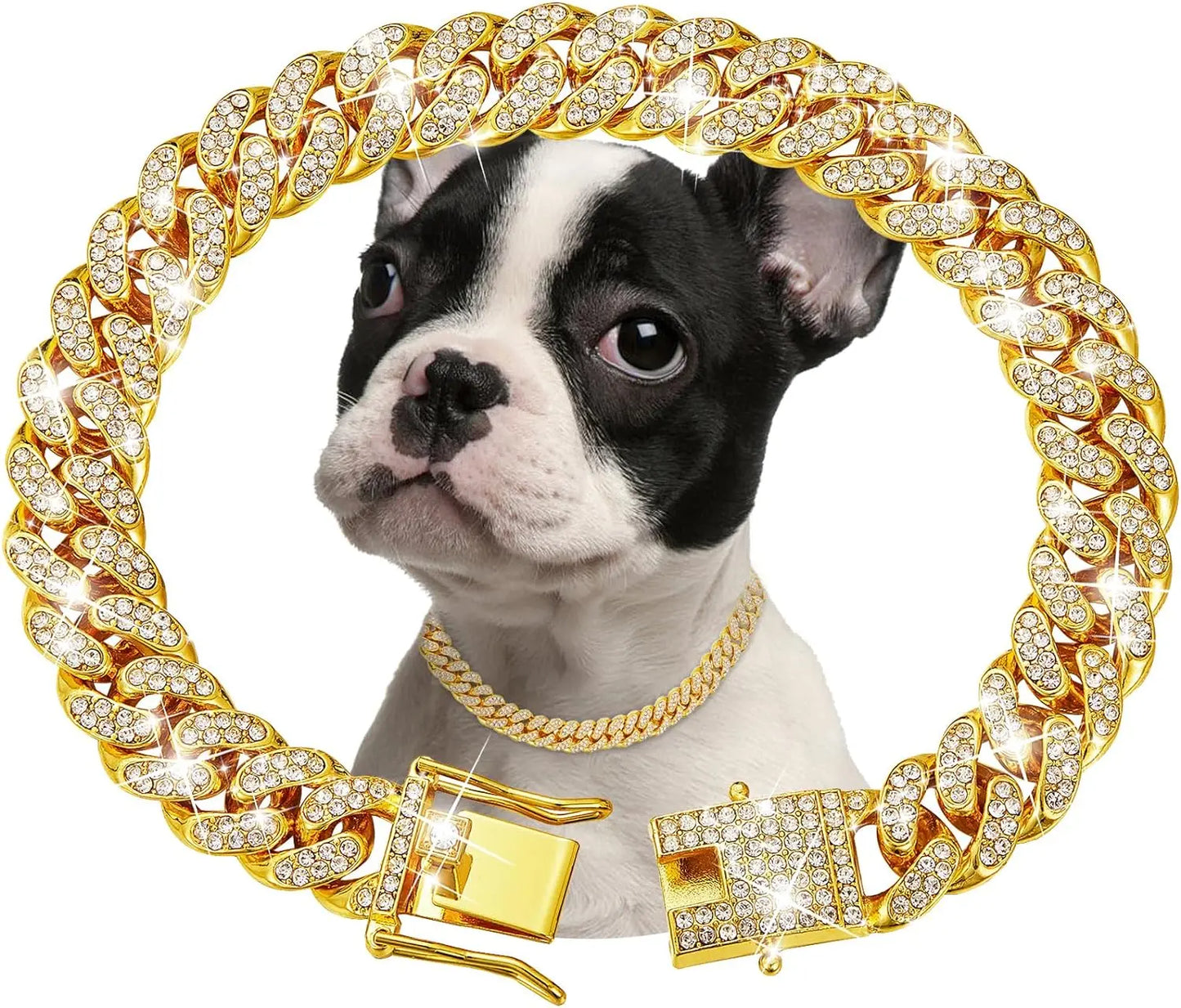 Dog Chain Collar Luxury Gold Pet Metal Chain