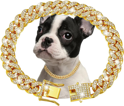Dog Chain Collar Luxury Gold Pet Metal Chain