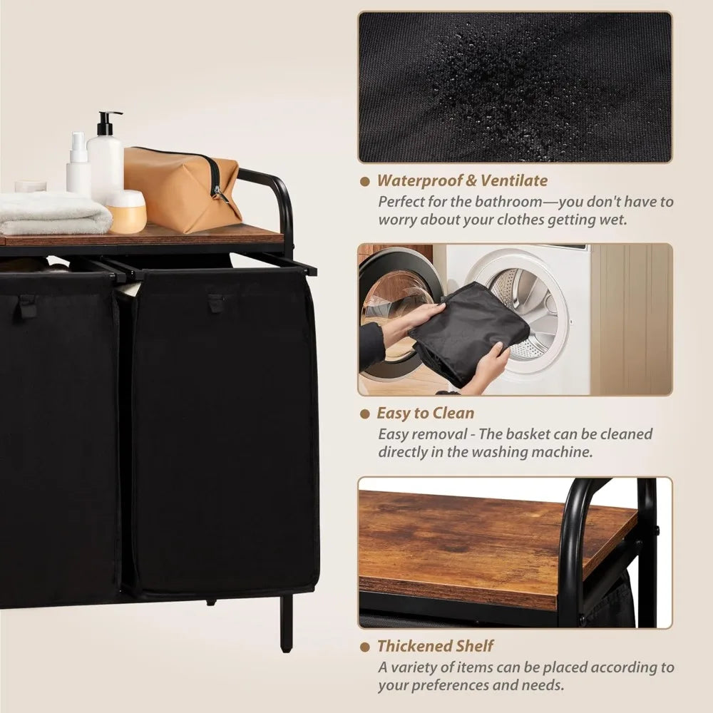 4-Section Laundry Hamper with Shelf