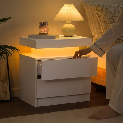 Cubehom LED Nightstands with 2 Drawers