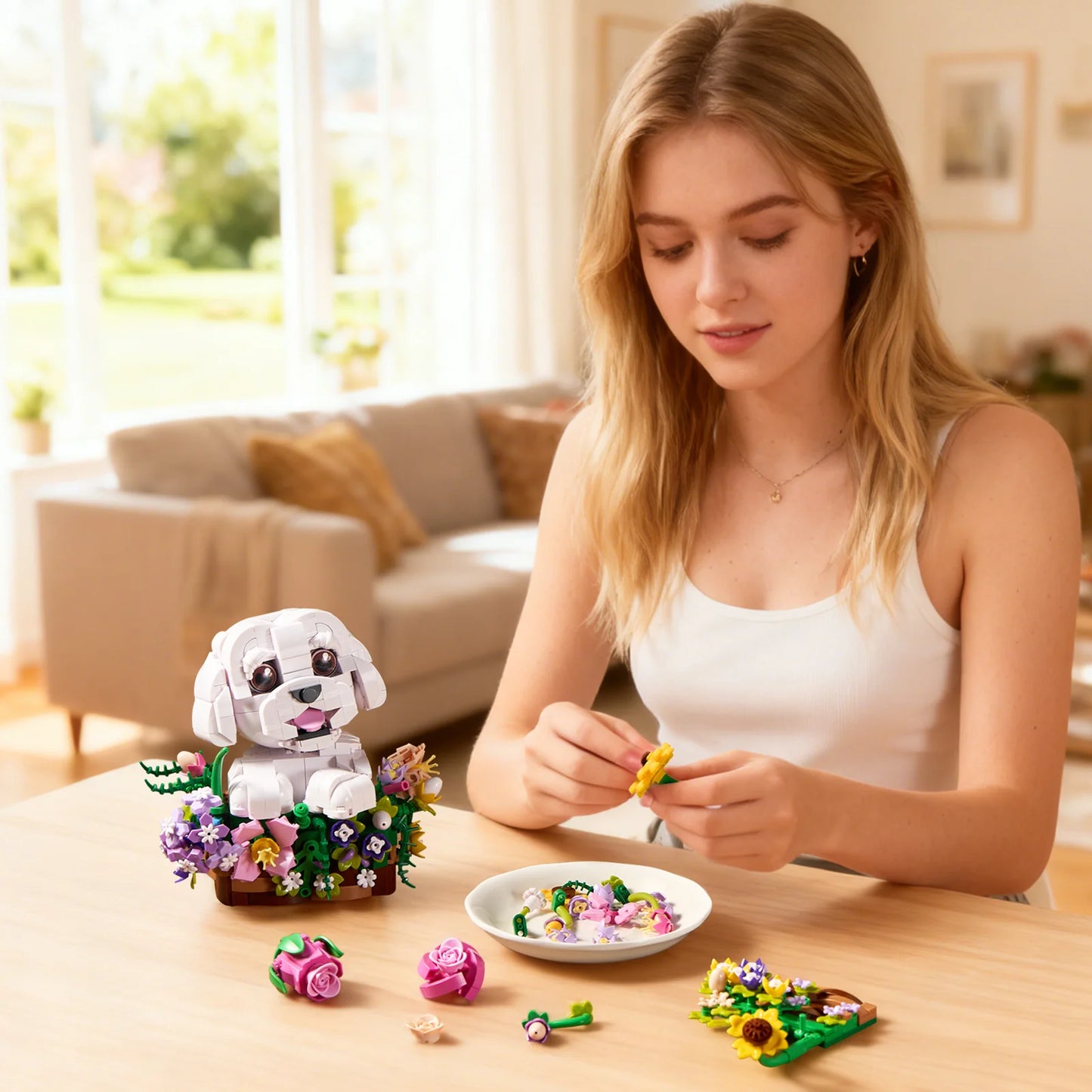 Dogs Bouquet Succulent Building Blocks Set