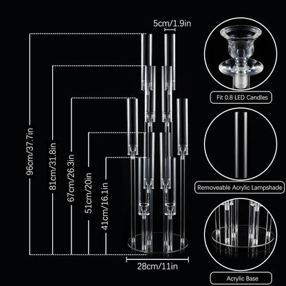 10Pcs Acrylic Candelabra Centerpiece 10 Arm Candelabras
