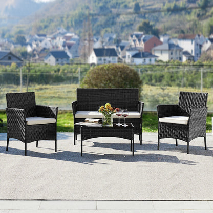 Outdoor Patio Soft Cushion chairs Glass Table