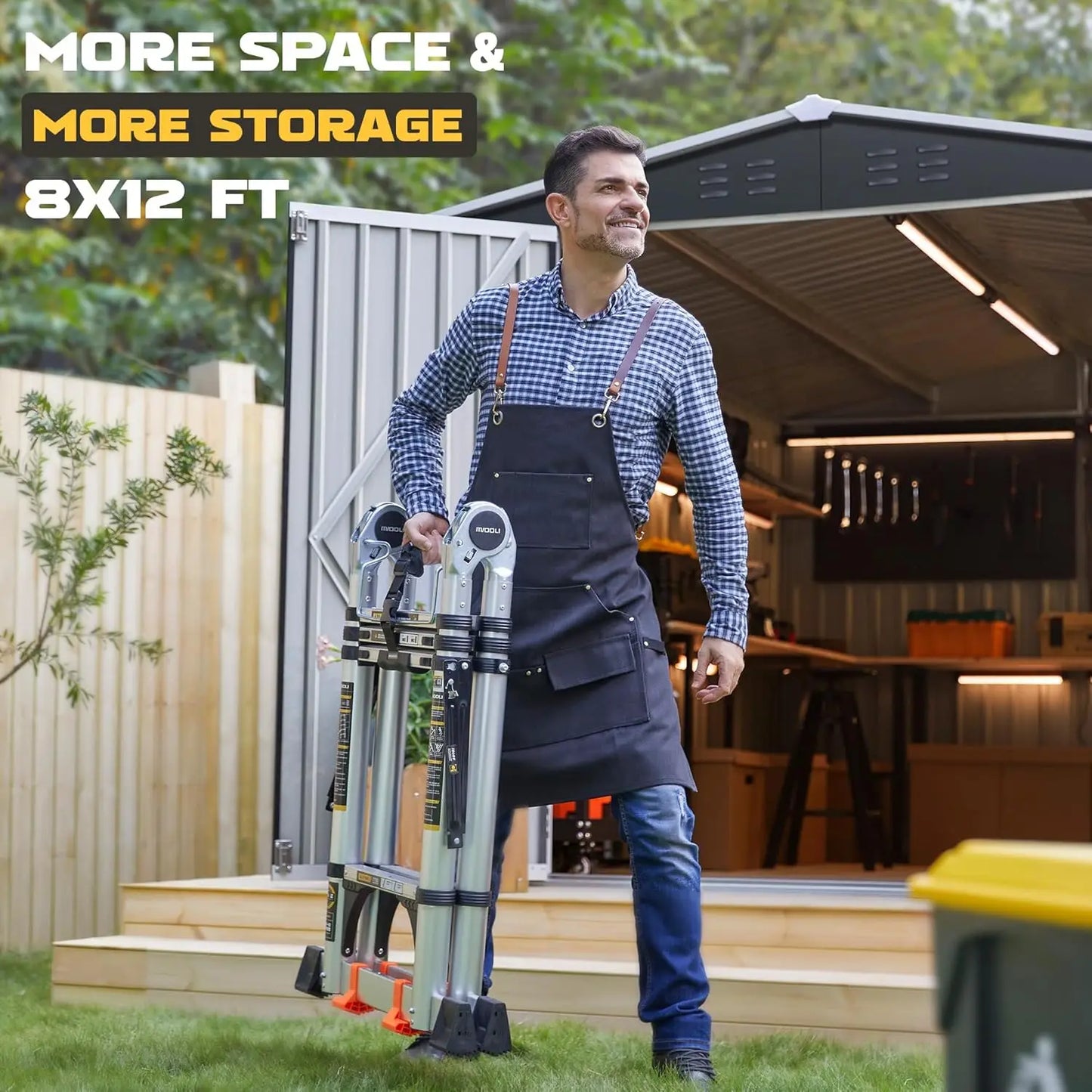 8x12FT Outdoor Metal Storage Shed Updated Frame