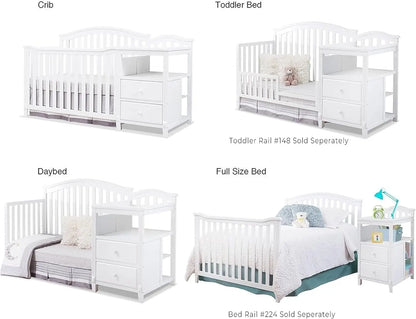 Crib and Changer with Convertible Diaper Changing Table