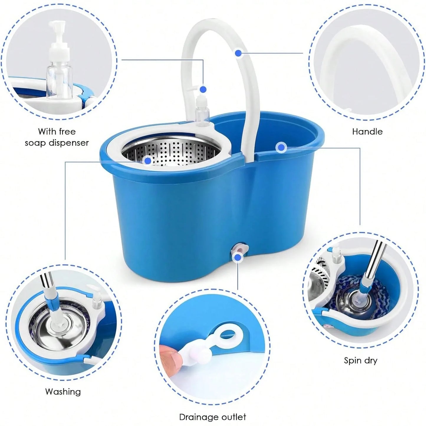 Spin Mop Bucket Set with Soap Dispenser