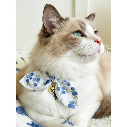 1pc Bowknot Cat Collar With Blueberry Fruit Print