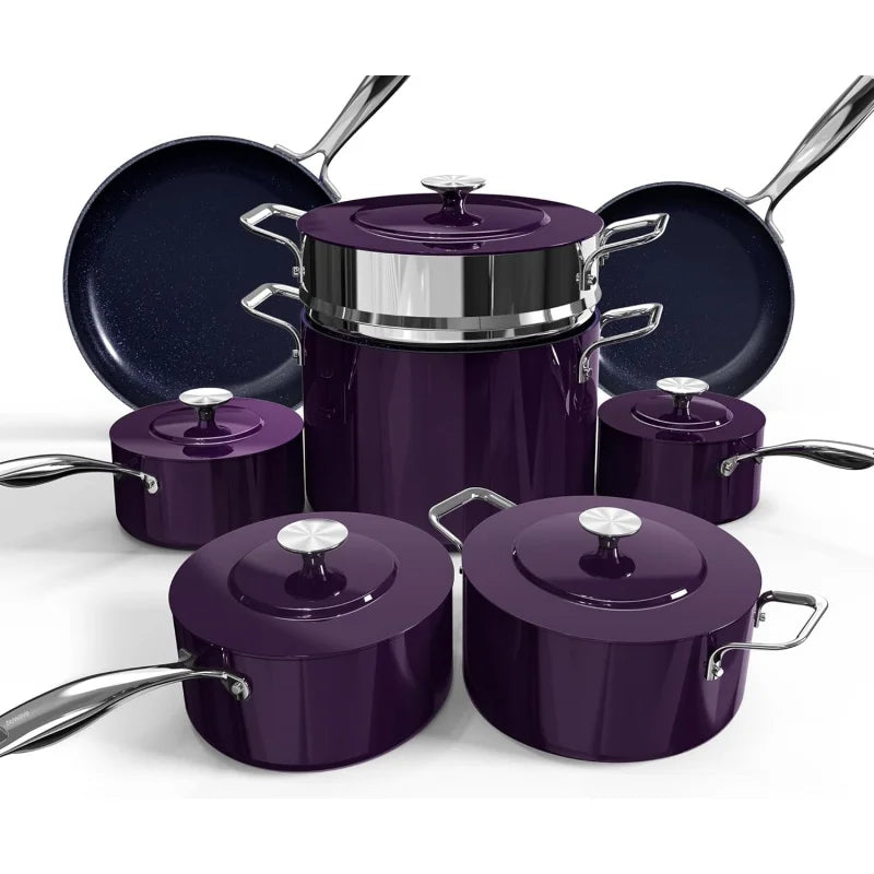 13Pc Lightweight Cookware Set, Non-Stick, Stay-Cool Handles