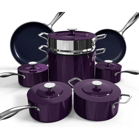 13Pc Lightweight Cookware Set, Non-Stick, Stay-Cool Handles