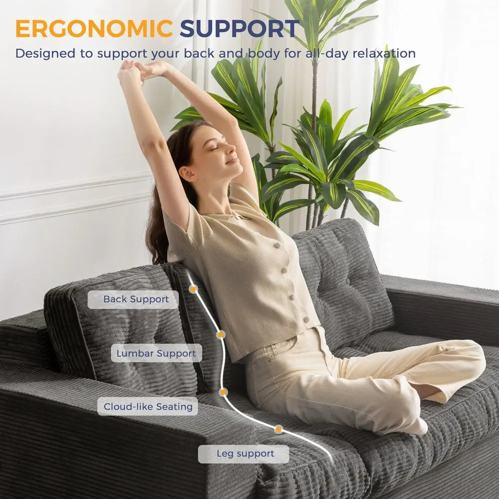 Boneless Couch with Tufted Cushion, Backrest