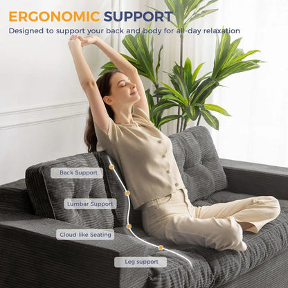 Boneless Couch with Tufted Cushion, Backrest