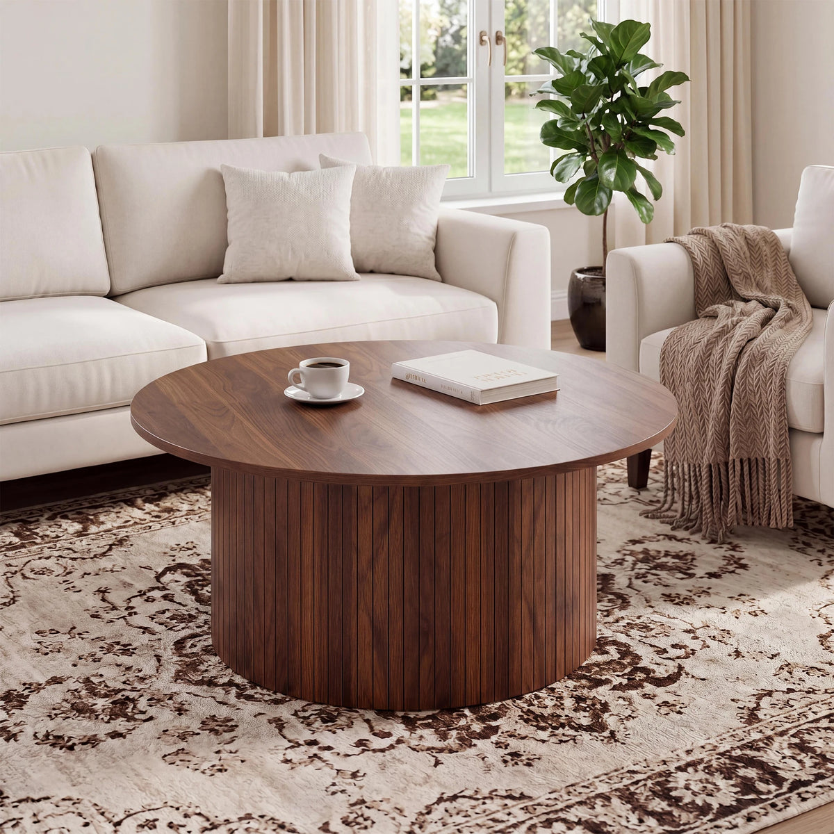 31.5" Mid Century Modern Round Coffee Table