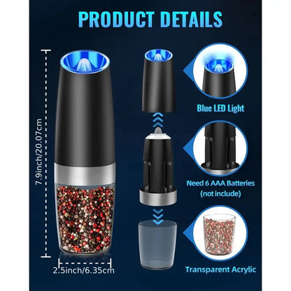 Electric Salt Pepper Mill, Tilt To Grind