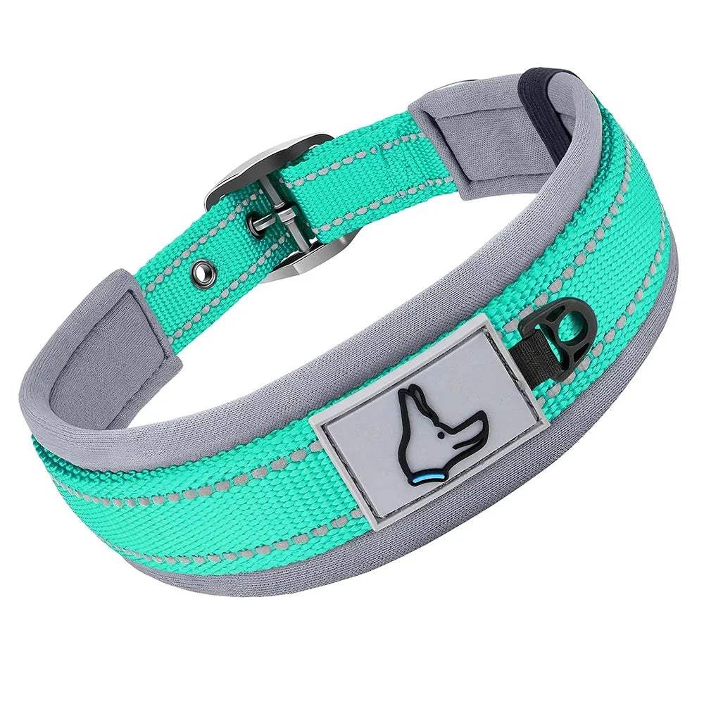 Padded Dog Collars, small Medium large, Reflective