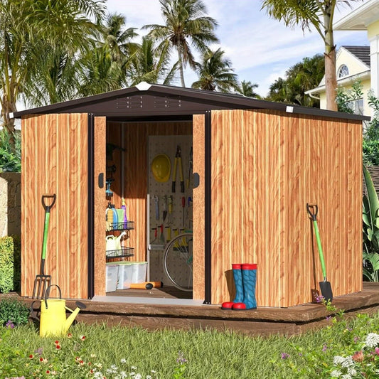 8x6 Ft Outdoor Storage Shed with Sliding Door