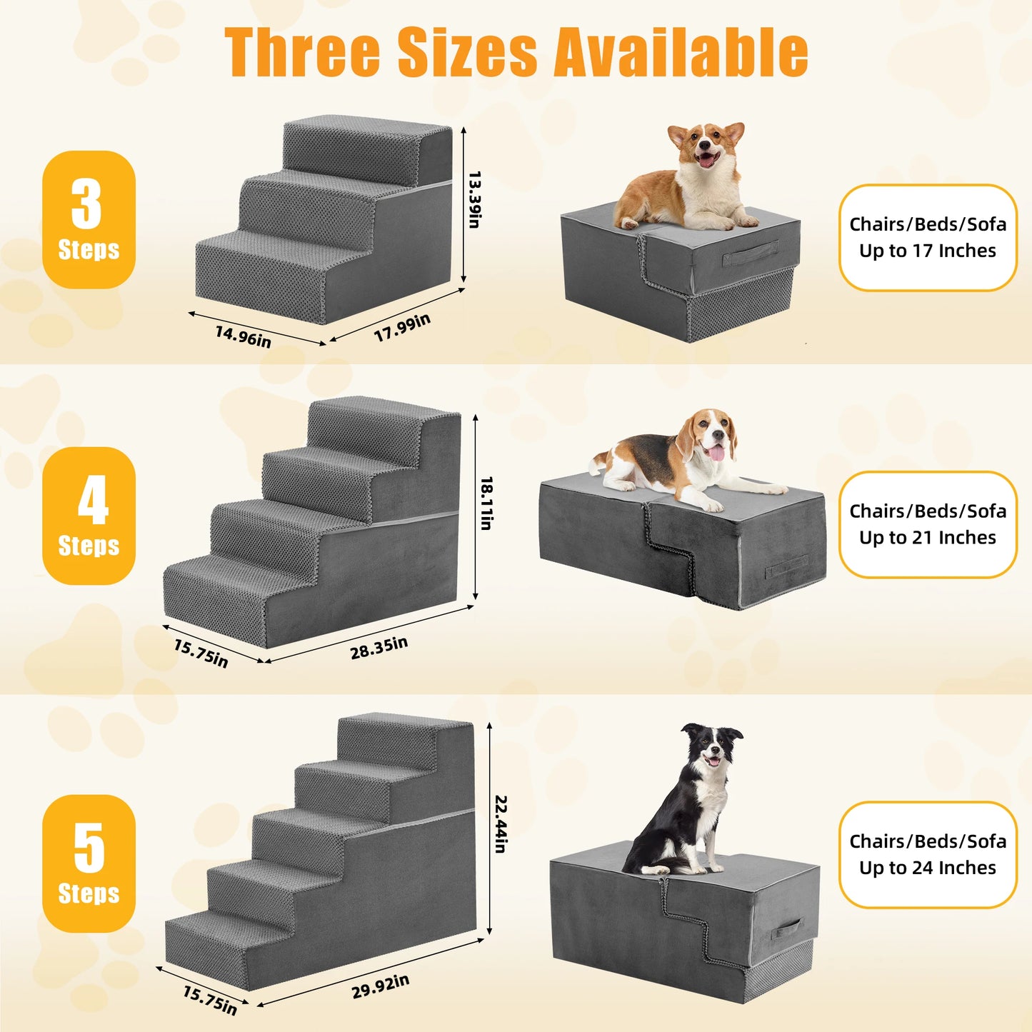 3-5 Step Right Angled Foam Dog Stairs Ramp
