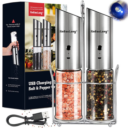 salt and pepper grinder set, USB rechargeable