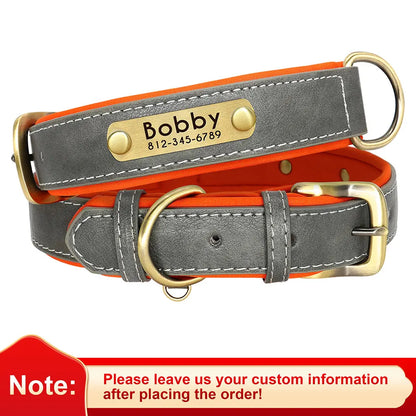 Customized Leather Nameplate Dog Collar Free Engraving Name