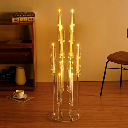 10Pcs Acrylic Candelabra Centerpiece 10 Arm Candelabras
