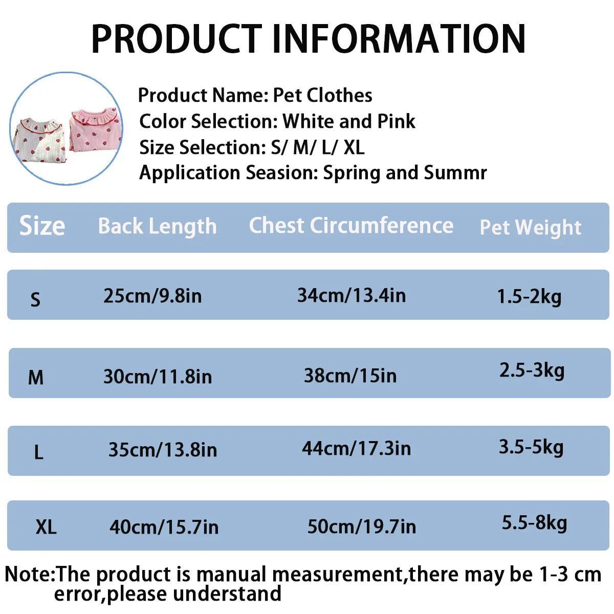 Summer Breathable Pet Clothing for Cat Cute Dog