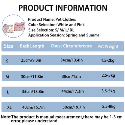 Summer Breathable Pet Clothing for Cat Cute Dog