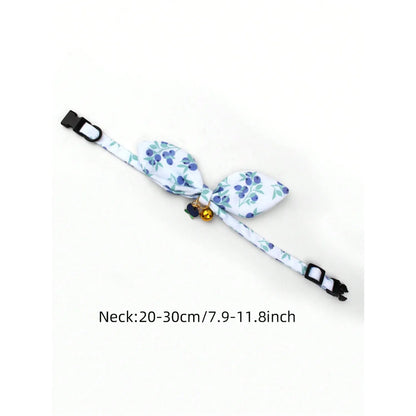1pc Bowknot Cat Collar With Blueberry Fruit Print
