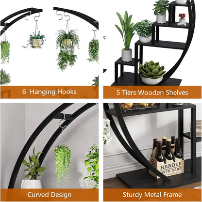2pcs 5-Tier Metal Plant Stand Indoor, Lawn Living