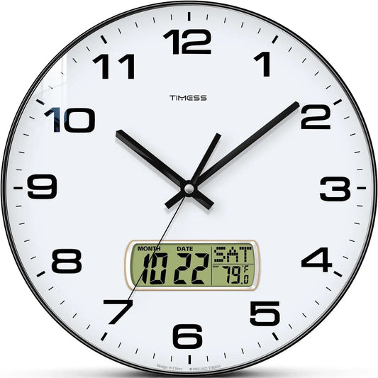 Calendar Wall Clock,3 Sizes 4 Colors