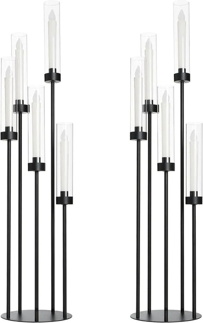 2PCS 39.8''Matte Black Candle Holder