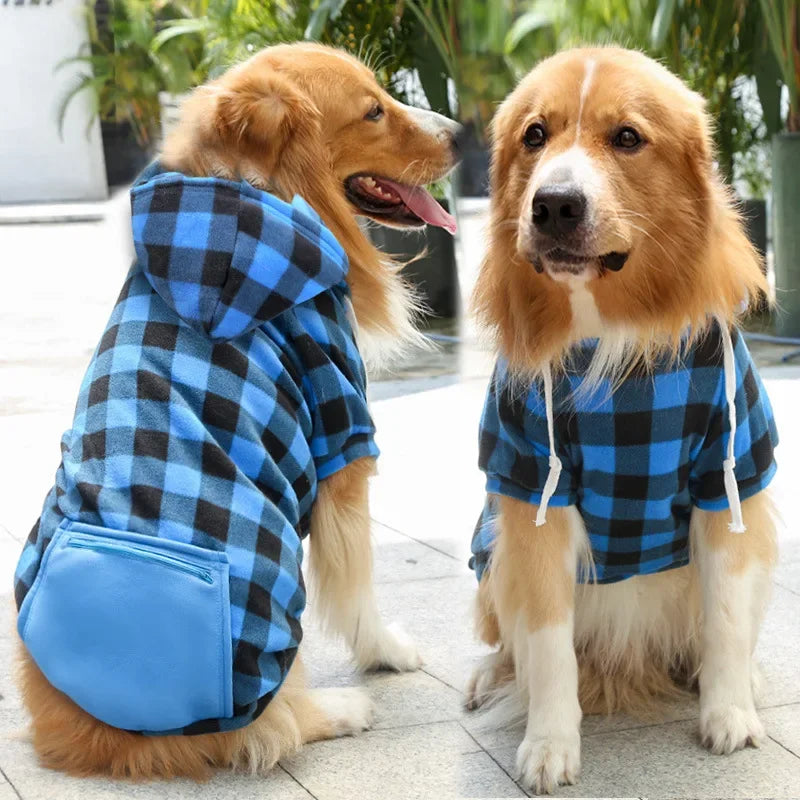 Dog Winter Coat  Pet Jacket Plaid Reversible Vest