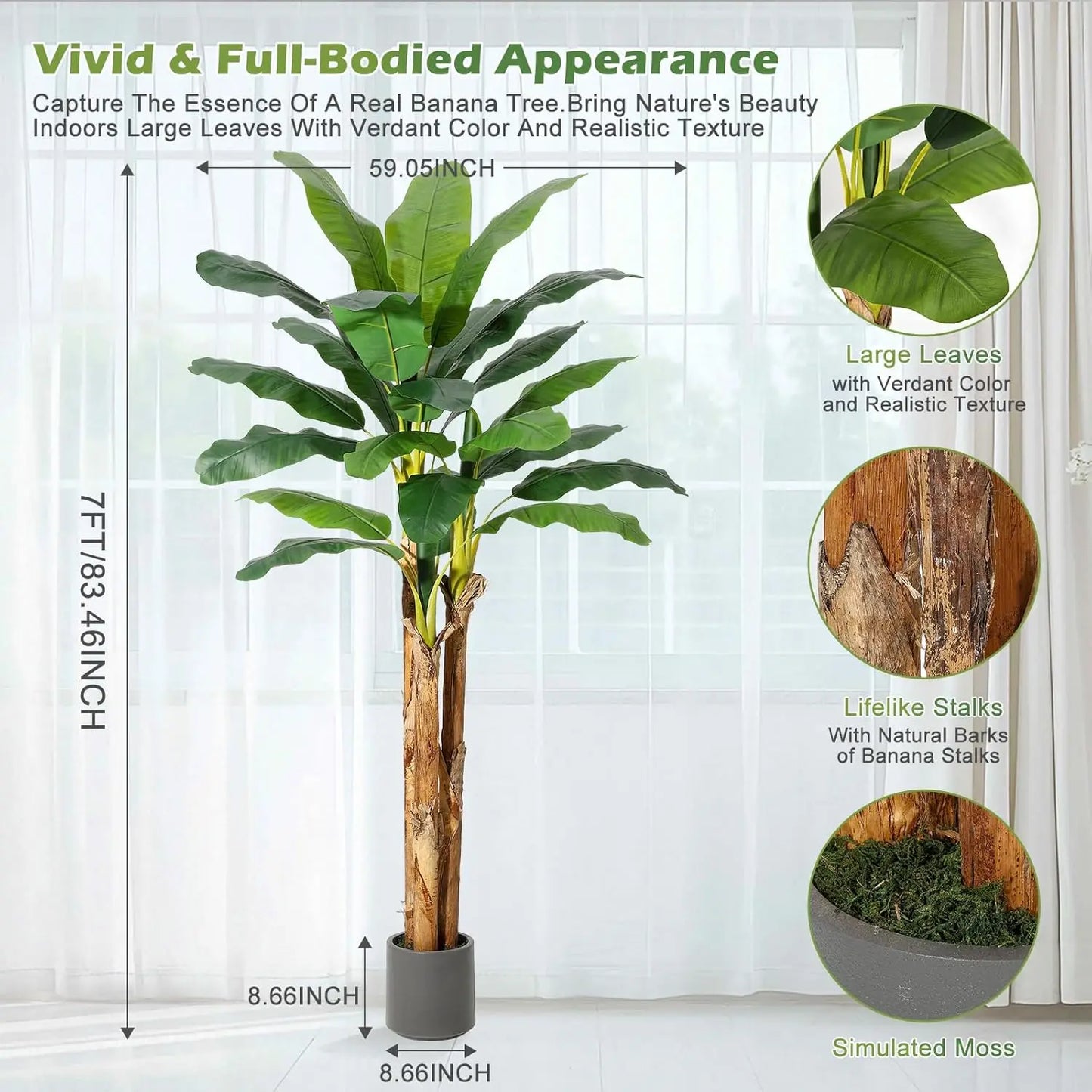 Artificial Banana Tree with Grey Planter