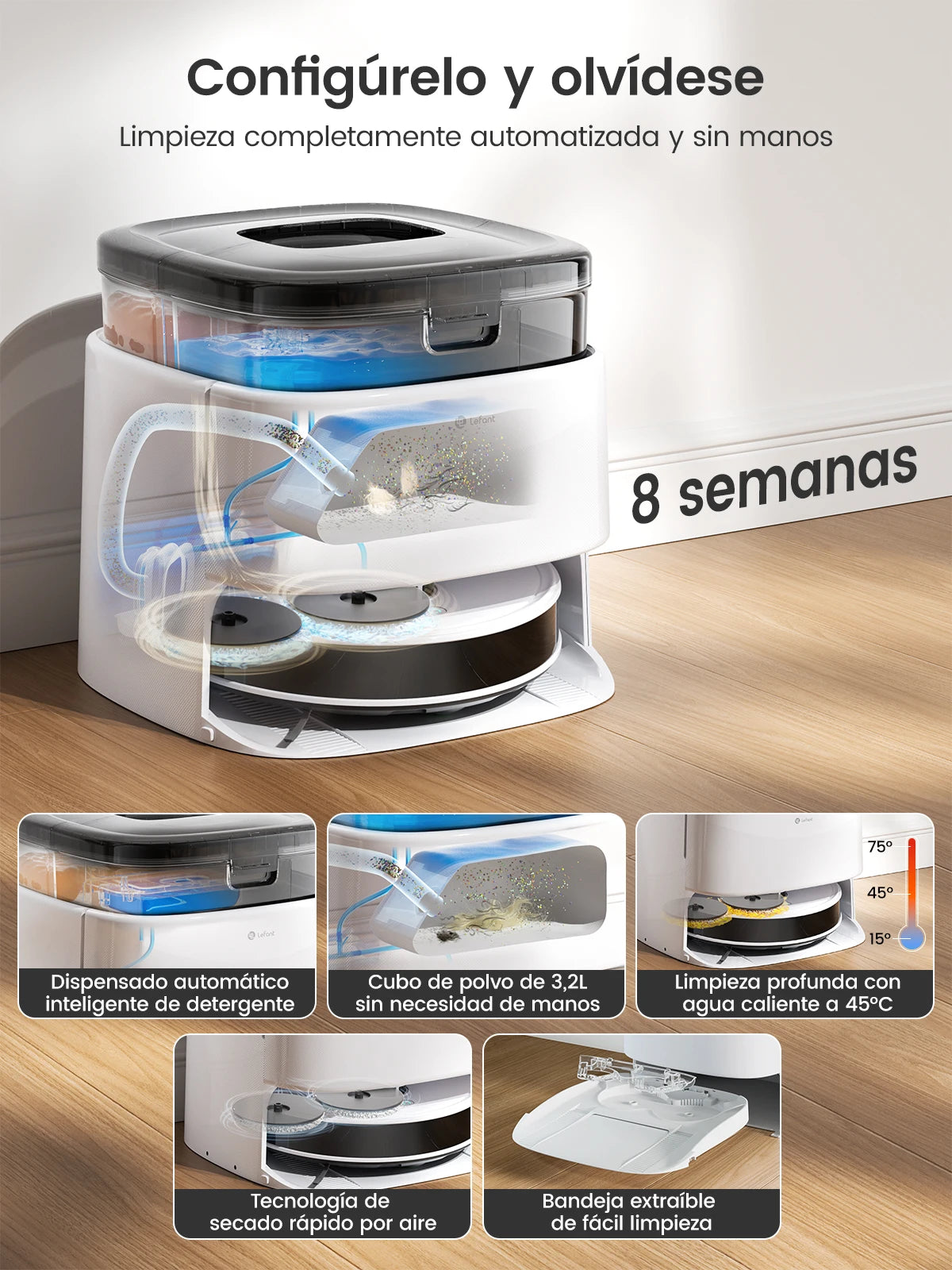 Lefant Robot Vacuum Mop, Self Emptying,