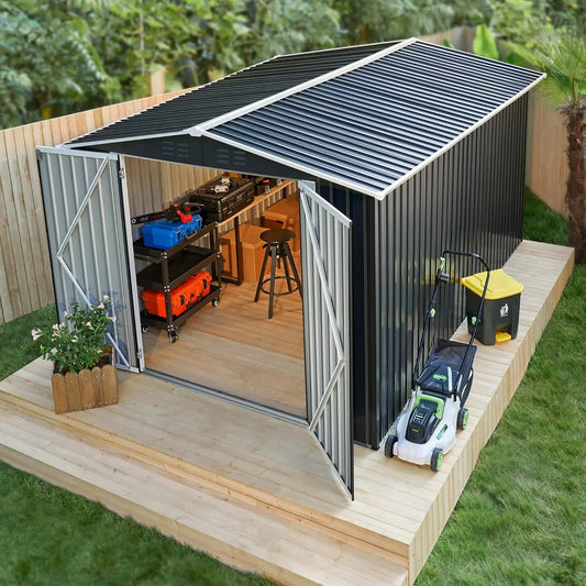 8x12FT Outdoor Metal Storage Shed Updated Frame