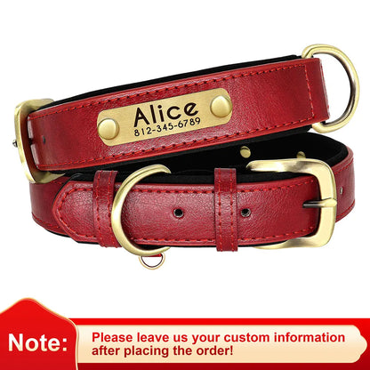 Customized Leather Nameplate Dog Collar Free Engraving Name