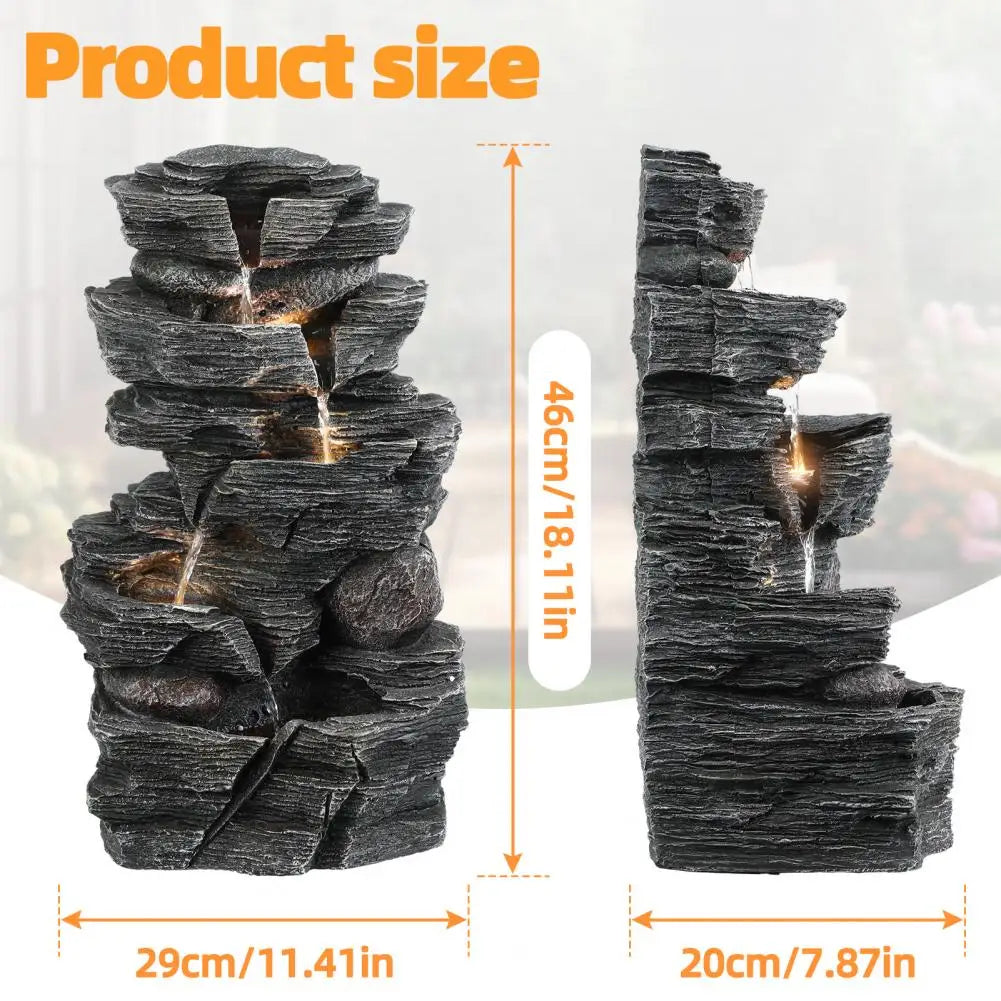 Waterfall-style Rock Water Feature Fountain, Garden Waterfall