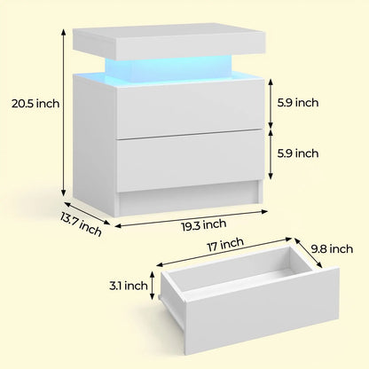 Cubehom LED Nightstands with 2 Drawers