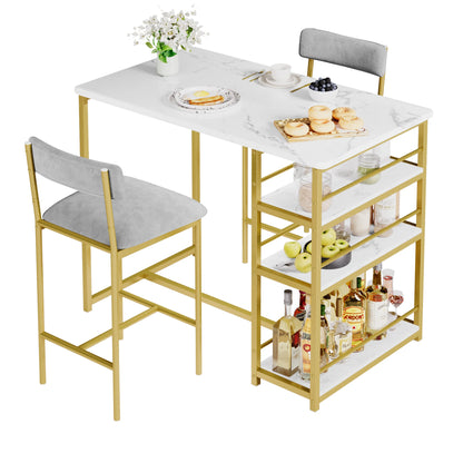 Dining Table Set with PU Cushion Chairs