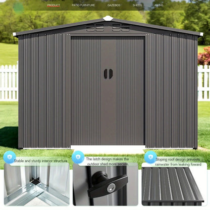 8x6 Ft Outdoor Storage Shed with Sliding Door