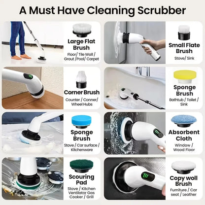9-in-1 USB Rechargeable Electric Cleaning Brush Telescopic Handle