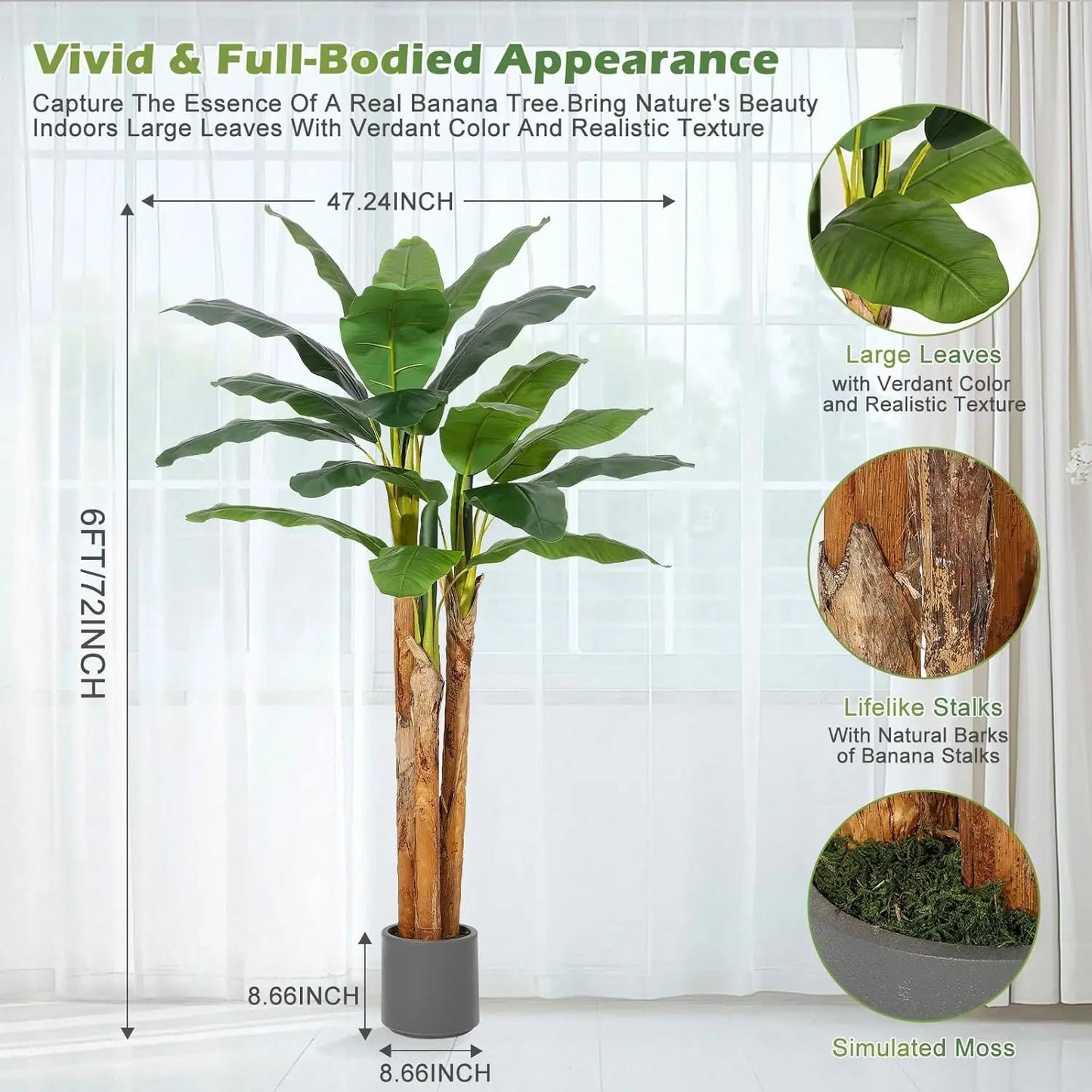 Artificial Banana Tree with Grey Planter