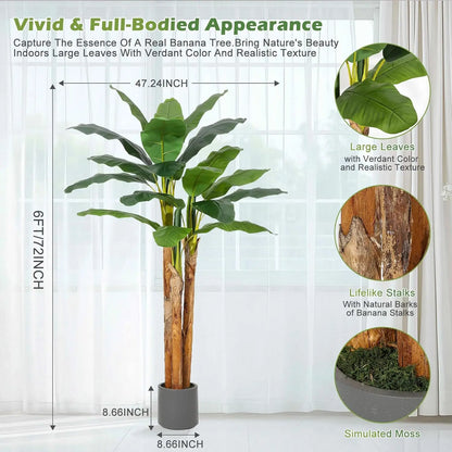 Artificial Banana Tree with Grey Planter