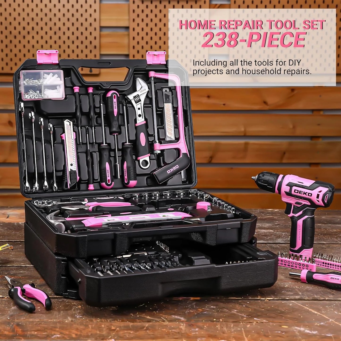 Mechanic Toolbox with 12V Power Cordless Drill