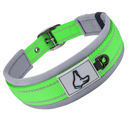 Padded Dog Collars, small Medium large, Reflective