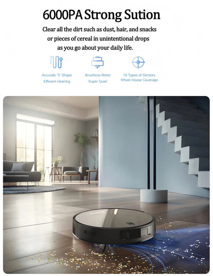 Robot Vacuum Cleaner Combo, Mop, Strong Suction