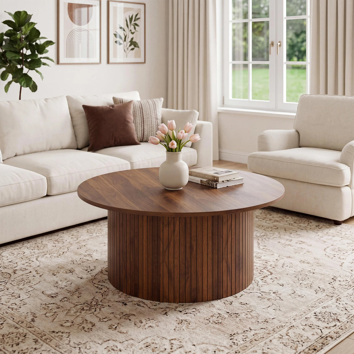 31.5" Mid Century Modern Round Coffee Table