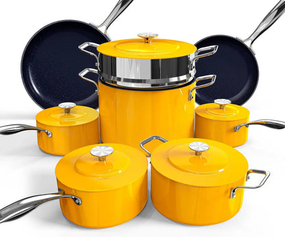 13Pc Lightweight Cookware Set, Non-Stick, Stay-Cool Handles